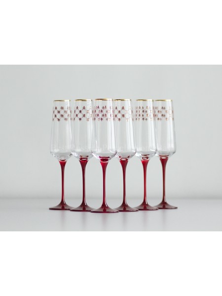 Set 6 Glasses for Champagne pic. Net Bordeaux, Blues
