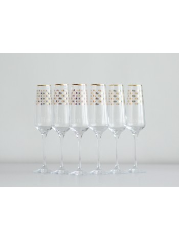 Set 6 Glasses for Champagne pic. Golden Net