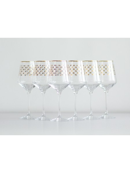 Set 6 Glasses for Wine pic. Golden Net