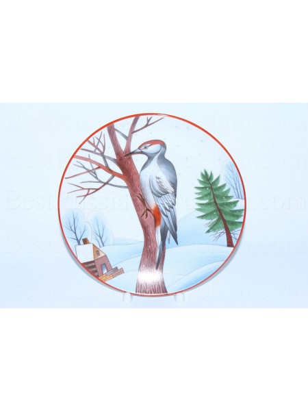 Decorative Plate pic. Motley Woodpecker, Form Ellipse