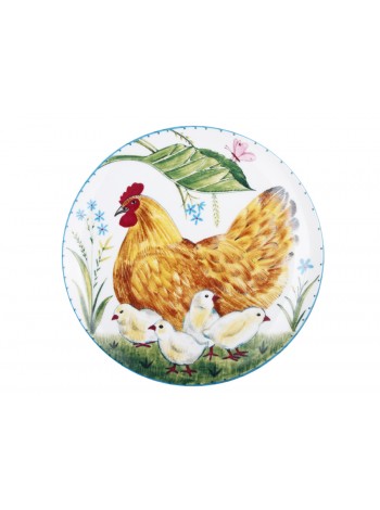 Decorative Plate pic. Hen and chickens, Form Ellipse