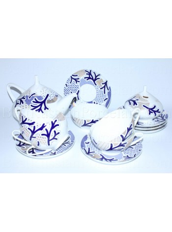 Tea Set pic. Blue Pattern 6/14, Form Dome