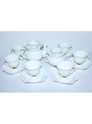 Tea set pic. Golden ribbon 6/14, Form White flower