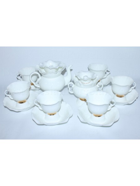 Tea set pic. Golden ribbon 6/14, Form White flower