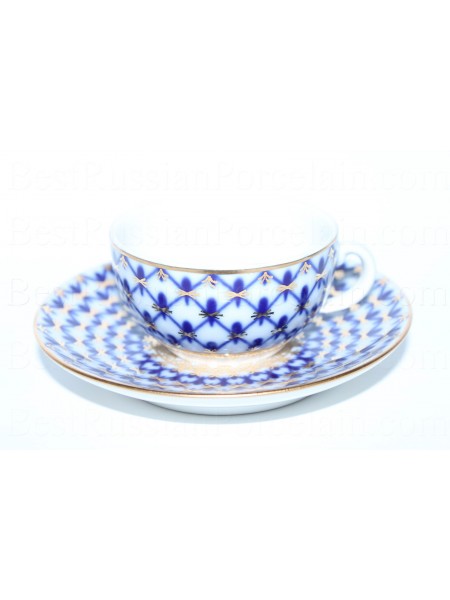 Cup and saucer pic. Cobalt Net, Form 40 g.