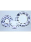 Trio set: cup, saucer and dessert plate pic. Cobalt Net Form Wave