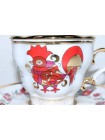 Cup and saucer and Lid pic. Souvenir, Rooster Form Gift-2