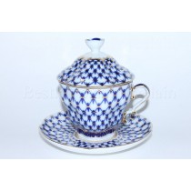 Cup and Saucer and Lid pic. Cobalt Net, Form Gift-2