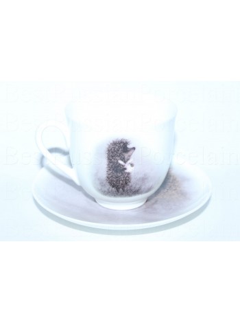 Cup and Saucer pic. Hedgehog in the Fog, Owl Form Lily of the valley