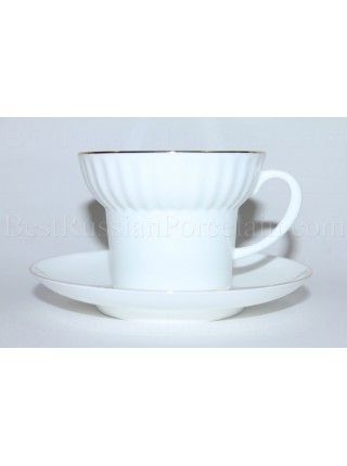 Cup and Saucer pic. Golden Edge Form Wave