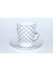 Cup and Saucer pic. Pink Grid or Rose blues Form May