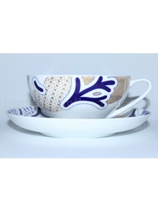 Cup and saucer pic. Blue Pattern, Form Dome