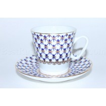 Cup and Saucer pic. Cobalt Net Form Black Coffee